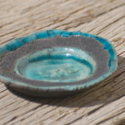 petite soucoupe bleue en raku